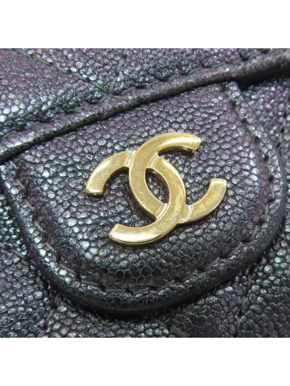 Chanel Quilted CC Logo Gold Trifold Wallet Calf